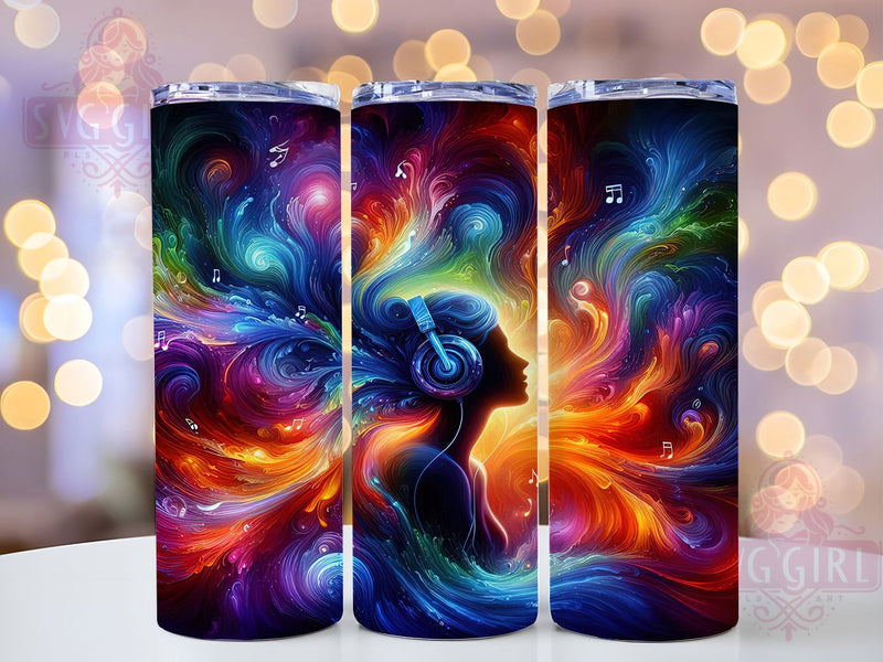 Afro Music Black Girl Tumbler, Black Girl, Music Theme, 20Oz Tumbler, Sublimation Design, Tumbler Wrap, Digital Download Sublimation SvggirlplusArt 