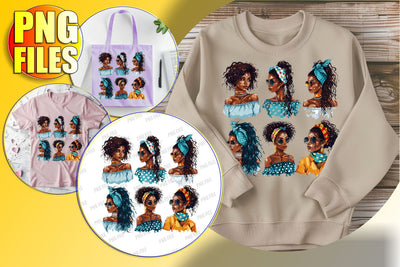 Afro Portrait Clipart PNG for Crafts Sublimation afrosvg 
