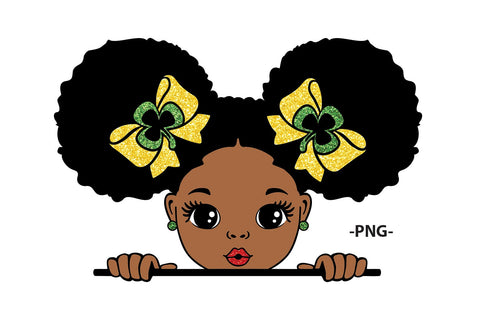 Afro Puffs Black Girl SVG with Green Shamrock Bows Clipart for St Patrick's Day Sublimation and Cricut Projects SVG 1uniqueminute 
