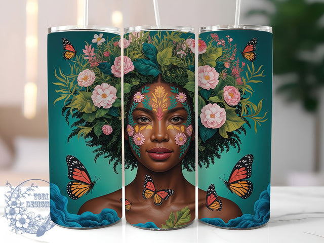 Afro Queen Cultural Tumbler, Afro Girl, Black Girl, Afro Queen, Cultural Design, Tumbler Wrap, Sublimation Design Sublimation ToriDesigns 