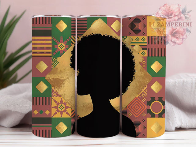 Afro Queen Floral Tumbler, Black Girl Magic, Floral Design, Tumbler Wrap, Sublimation Design, 20oz Tumbler, Afrocentric Art Sublimation Li Zamperini 