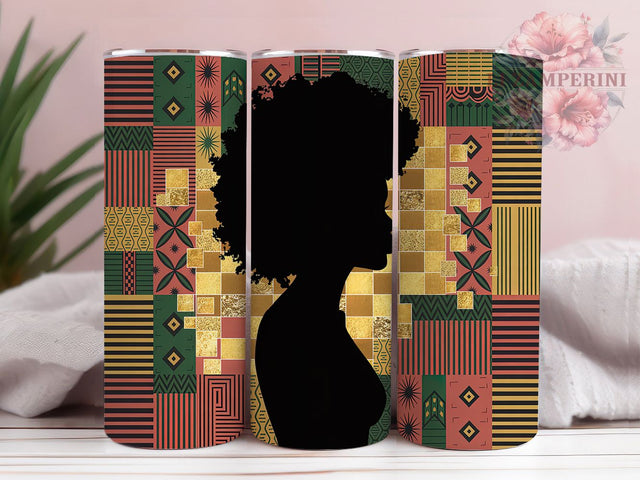 Afro Queen Floral Tumbler, Black Girl Magic, Floral Design, Tumbler Wrap, Sublimation Design, 20oz Tumbler, Afrocentric Art Sublimation Li Zamperini 