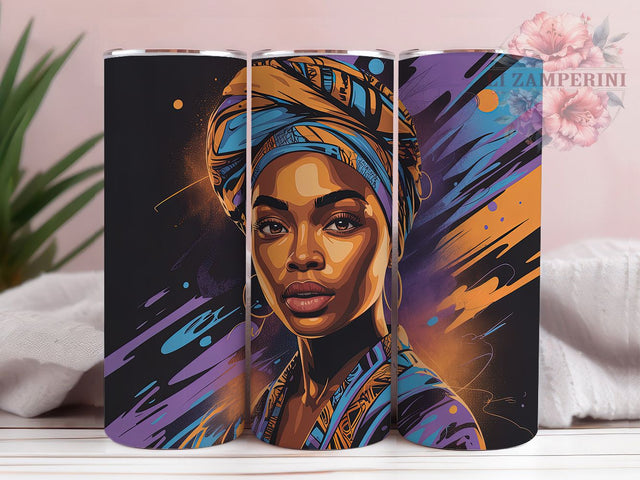 Afro Style Black Woman Tumbler, Black Woman, Cultural Pride, Empowerment Art, Stylish Theme, Tumbler Wrap, Sublimation Design Sublimation Li Zamperini 