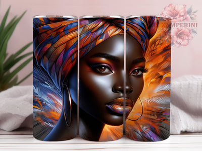 Afro Style Black Woman Tumbler, Black Woman, Cultural Pride, Empowerment Art, Stylish Theme, Tumbler Wrap, Sublimation Design Sublimation Li Zamperini 