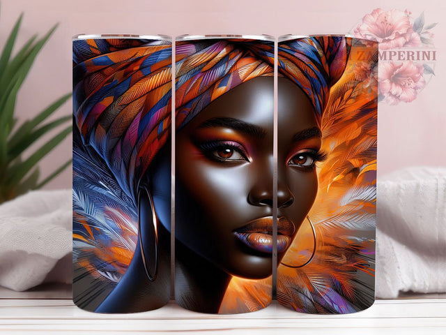 Afro Style Black Woman Tumbler, Black Woman, Cultural Pride, Empowerment Art, Stylish Theme, Tumbler Wrap, Sublimation Design Sublimation Li Zamperini 