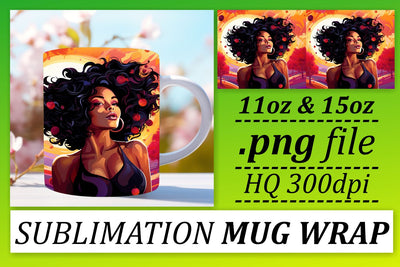 Afro Sunset Mug Wrap 11oz 15oz Design Sublimation afrosvg 