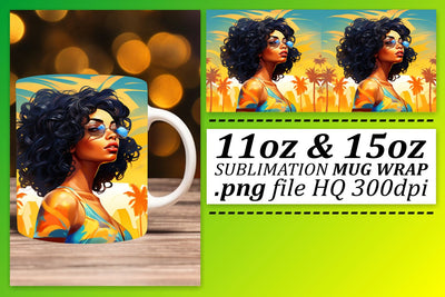 Afro Sunset Mug Wrap 11oz 15oz Sublimation afrosvg 