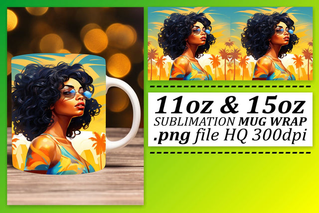 Afro Sunset Mug Wrap 11oz 15oz Sublimation afrosvg 