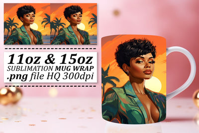 Afro Sunset Mug Wrap 11oz 15oz Sublimation afrosvg 