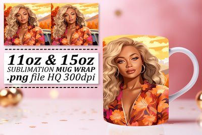 Afro Sunset Mug Wrap Melanin Design Sublimation afrosvg 