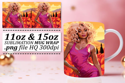 Afro Sunset Mug Wrap Melanin Sublimation afrosvg 