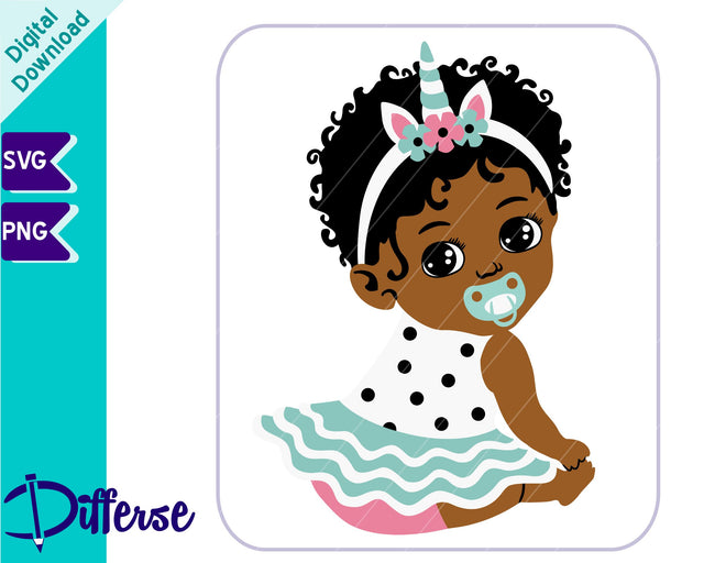 Afro Unicorn Baby Girl SVG | Unicorn Baby Shower SVG SVG Differse 