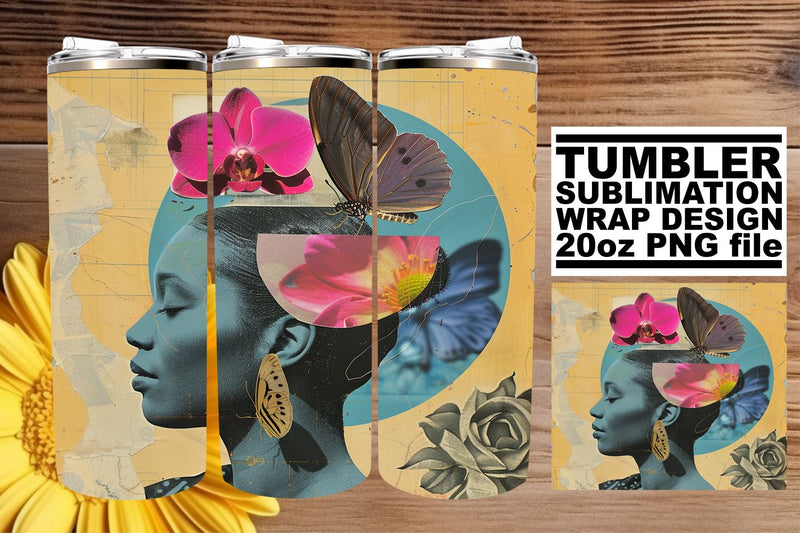 Afro Woman 20oz Artistic Tumbler Wrap Abstract Design Sublimation afrosvg 
