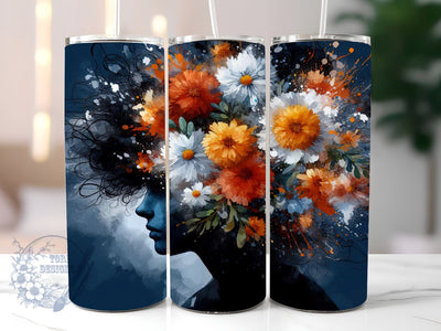 Afro Woman 20oz Skinny Tumbler, Afro Girl Tumbler Png, Straight & Tapered Tumbler Wrap, Instant Digital Download Sublimation ToriDesigns 