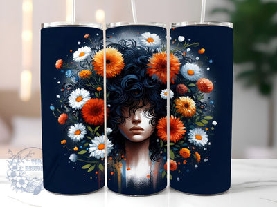 Afro Woman 20oz Skinny Tumbler, Afro Girl Tumbler Png, Straight & Tapered Tumbler Wrap, Instant Digital Download Sublimation ToriDesigns 