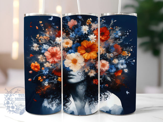 Afro Woman 20oz Skinny Tumbler, Afro Girl Tumbler Png, Straight & Tapered Tumbler Wrap, Instant Digital Download Sublimation ToriDesigns 