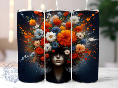 Afro Woman 20oz Skinny Tumbler, Afro Girl Tumbler Png, Straight & Tapered Tumbler Wrap, Instant Digital Download Sublimation ToriDesigns 