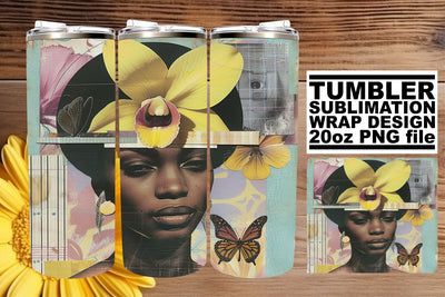 Afro Woman 20oz Tumbler Abstract Artistic Wrap Design Sublimation afrosvg 