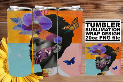 Afro Woman Abstract Artistic 20oz Tumbler Wrap Design Sublimation afrosvg 