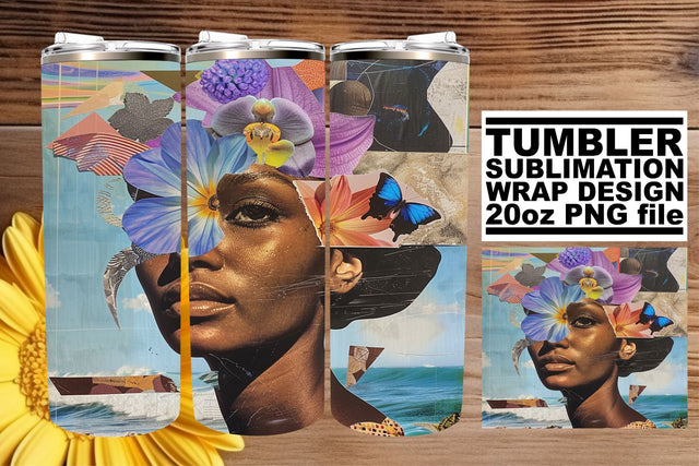 Afro Woman Abstract Artistic 20oz Tumbler Wrap Style Sublimation afrosvg 