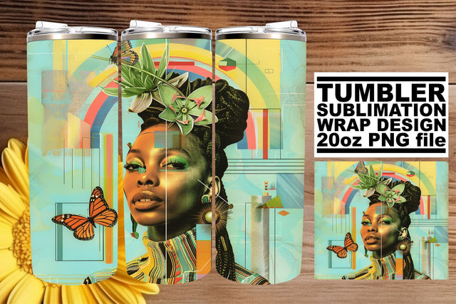 Afro Woman Abstract Artistic Wrap 20oz Tumbler Sublimation Sublimation afrosvg 
