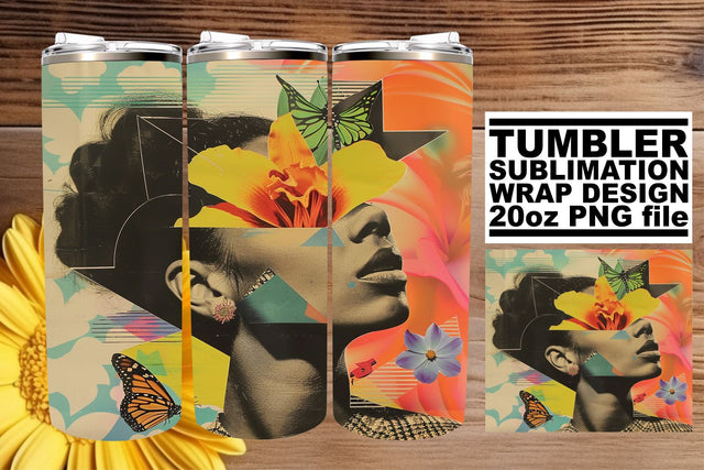 Afro Woman Artistic 20oz Tumbler Wrap Abstract Style Sublimation afrosvg 