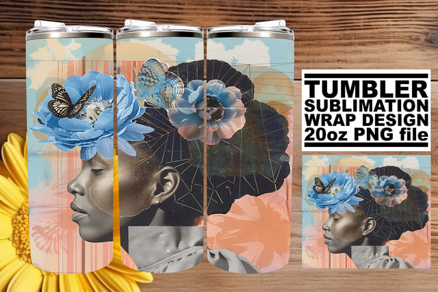Afro Woman Artistic Tumbler 20oz Wrap Abstract Style Sublimation afrosvg 
