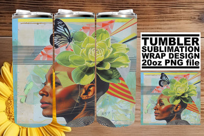 Afro Woman Artistic Tumbler Wrap 20oz Abstract Design Sublimation afrosvg 