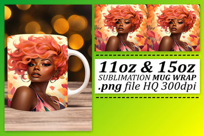 Afro Woman Beauty Sunset Mug Design Sublimation afrosvg 