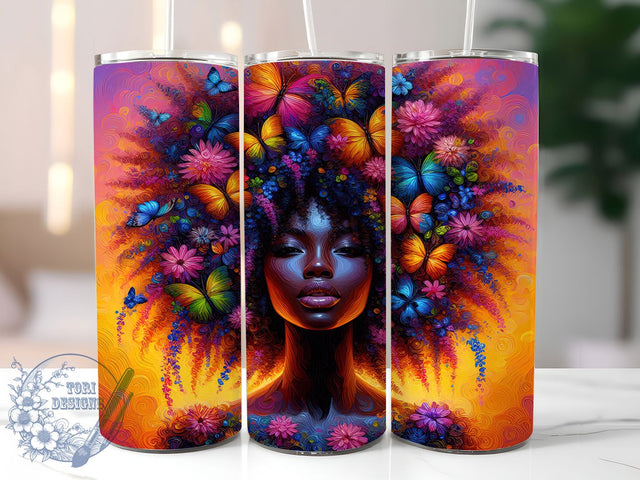 Afro Woman Black Girl Magic Melanin Power Tumbler Wrap, Black Girl Magic Wrap, Afro Queen Design, Melanin Power PNG, 20oz Empowerment Wrap, Afro Girl Tumbler, Black Girl Pride Sublimation Sublimation ToriDesigns 
