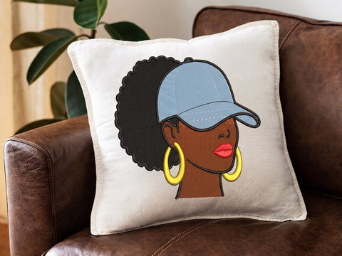 Afro Woman Embroidery Design, Afro Woman Face Embroidery Design, African Woman in Hat Embroidery Design Embroidery/Applique DESIGNS DesignDestine 