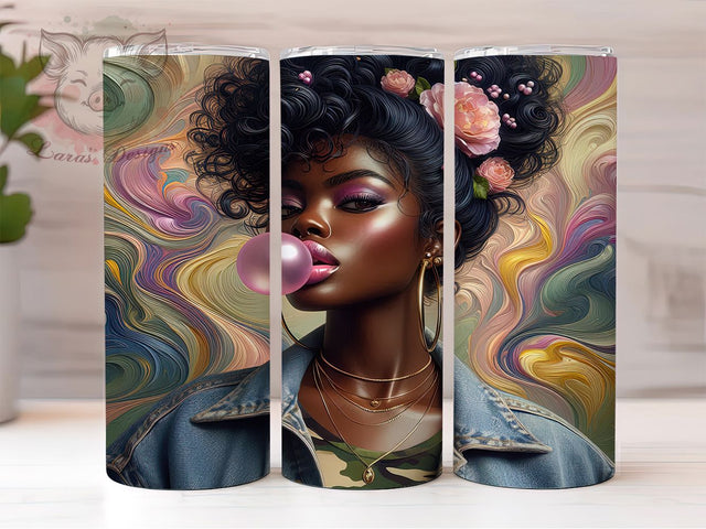 Afro Woman Juneteenth Melanin Pride Tumbler, Juneteenth Sublimation PNG, Melanin Queen Wrap, 20oz Freedom Design, Black Girl Magic Wrap, African American Pride Tumbler Sublimation Lara' s Designs 