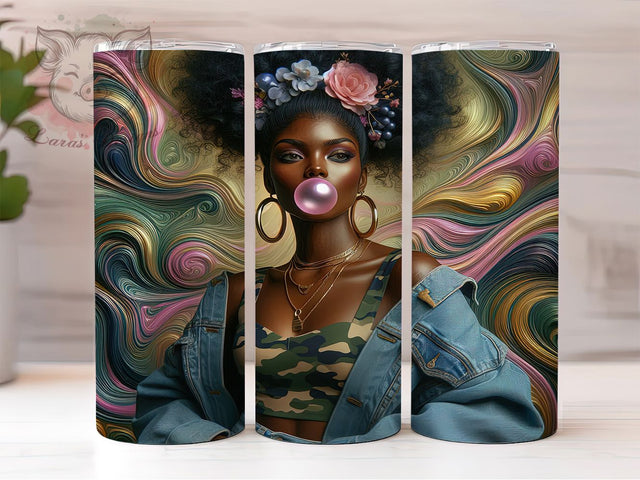 Afro Woman Juneteenth Melanin Pride Tumbler, Juneteenth Sublimation PNG, Melanin Queen Wrap, 20oz Freedom Design, Black Girl Magic Wrap, African American Pride Tumbler Sublimation Lara' s Designs 