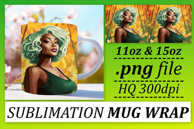 Afro Woman Mug Wrap 15oz Sunset Sublimation afrosvg 