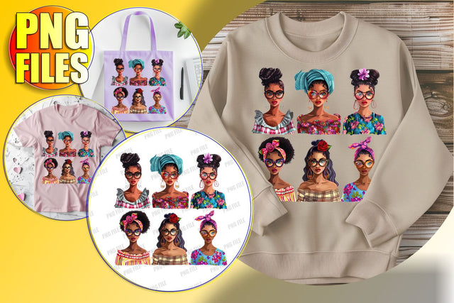 Afro Woman Portrait Sublimation PNG Sublimation afrosvg 