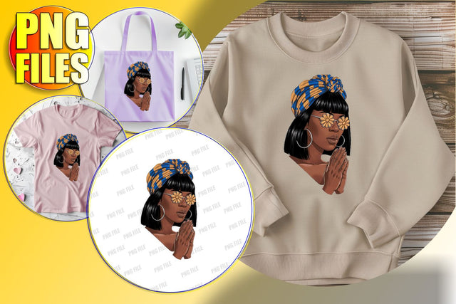 Afro Woman Portrait with Quote Art PNG Sublimation afrosvg 