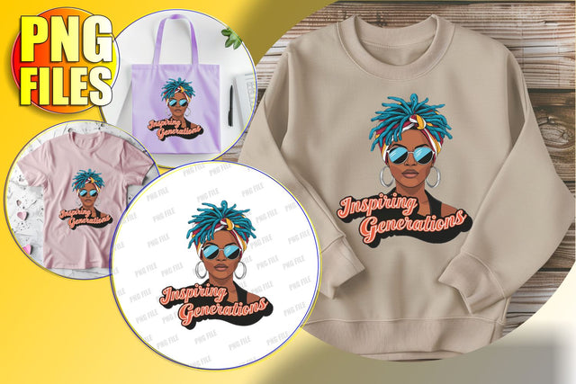 Afro Woman Portrait with Quote Art PNG Sublimation afrosvg 