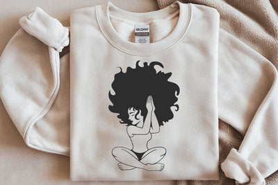 Afro Woman Praying SVG: Black Girl Silhouette SVG DesignDestine 