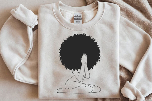 Afro Woman Praying SVG: Black Girl Silhouette SVG DesignDestine 