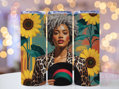 Afro Woman Sunflower Tumbler Wrap, Afro Woman, African American Art, Floral Style, Ethnic Design, Tumbler Wrap, Sublimation Design Sublimation SvggirlplusArt 