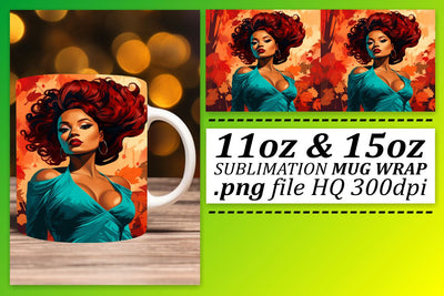 Afro Woman Sunset Design Mug Wrap Sublimation afrosvg 
