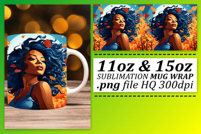 Afro Woman Sunset Mug 11oz 15oz Sublimation afrosvg 