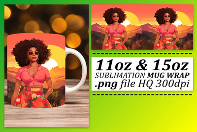 Afro Woman Sunset Mug Sublimation Sublimation afrosvg 