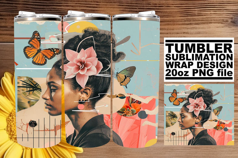 Afro Woman Tumbler Wrap 20oz Artistic Abstract Sublimation Sublimation afrosvg 