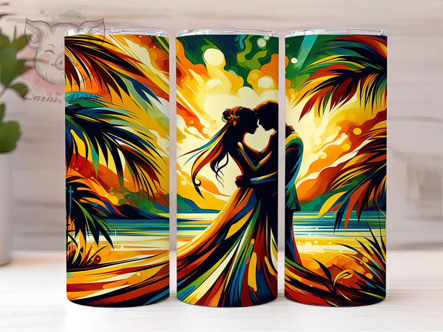 Afrocentric African Couple Tumbler, Afrocentric Love Theme, Seamless Tribal Wrap, Vibrant Cultural Design, Bold Heritage Motif, Romantic Ethnic Print, Empowered Unity Style, Colorful Continental Glow, 2 Sublimation Lara' s Designs 