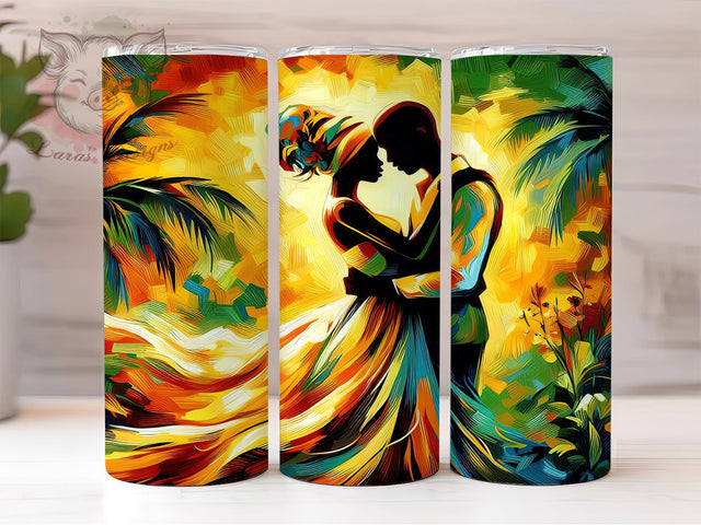 Afrocentric African Couple Tumbler, Afrocentric Love Theme, Seamless Tribal Wrap, Vibrant Cultural Design, Bold Heritage Motif, Romantic Ethnic Print, Empowered Unity Style, Colorful Continental Glow, 2 Sublimation Lara' s Designs 