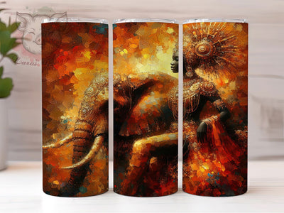 Afrocentric African Queen Tumbler, Empowered Woman Theme, Afrocentric Wrap, Vibrant Cultural Design, Seamless Tribal Motif, Bold Feminine Print, Inspirational Chic Style, Modern Ethnic Glow, 20Oz Tumble Sublimation Lara' s Designs 