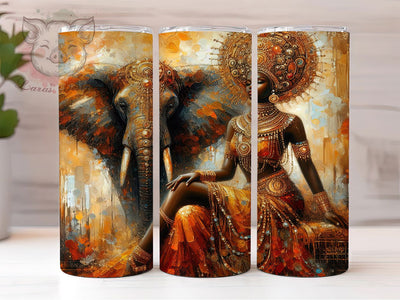 Afrocentric African Queen Tumbler, Empowered Woman Theme, Afrocentric Wrap, Vibrant Cultural Design, Seamless Tribal Motif, Bold Feminine Print, Inspirational Chic Style, Modern Ethnic Glow, 20Oz Tumble Sublimation Lara' s Designs 