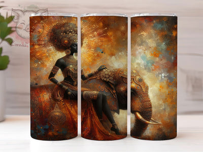 Afrocentric African Queen Tumbler, Empowered Woman Theme, Afrocentric Wrap, Vibrant Cultural Design, Seamless Tribal Motif, Bold Feminine Print, Inspirational Chic Style, Modern Ethnic Glow, 20Oz Tumble Sublimation Lara' s Designs 