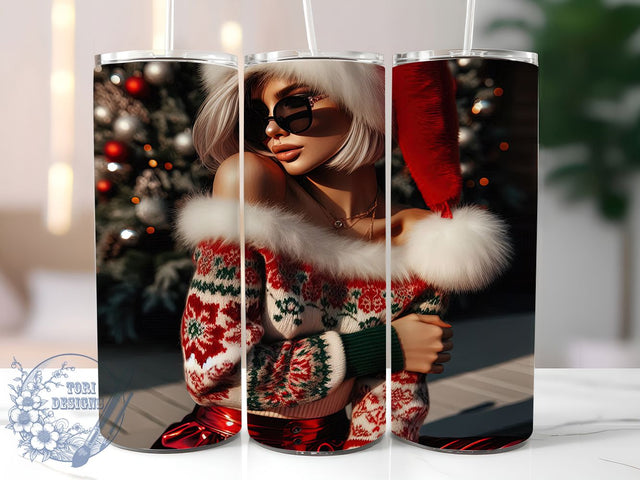 Afrocentric Black Woman Christmas Tumbler, Festive Afrocentric Wrap, Holiday Beauty Sublimation, Melanin Xmas Cup, 20Oz Skinny Tumbler Wrap, Elegant Holiday Mug, Empowered Christmas Design Sublimation ToriDesigns 